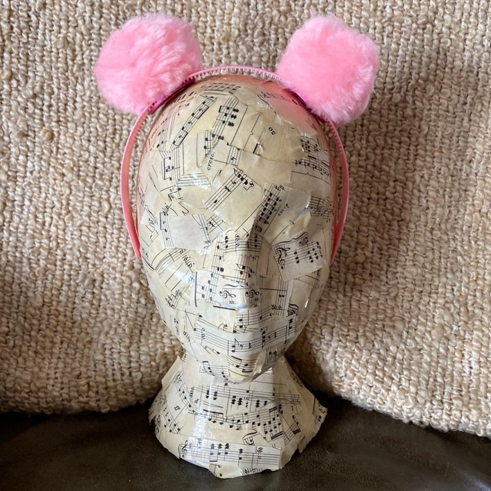 Handcrafted pom pom headband - pink on pink. new!